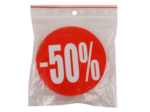 ŠTÍTOK -50% KRUHOVÝ KRUH 9CM VÝPREDAJ DOSKY