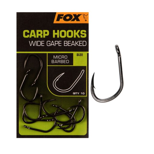 Fox Háčiky Carp Wide Gape Beaked veľkosť 6 Barbed 10 ks.