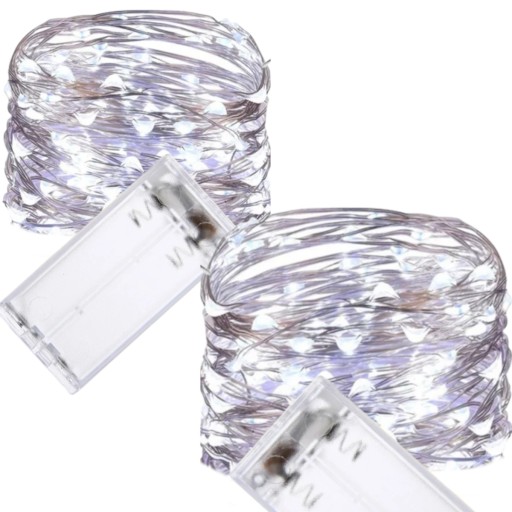 LED LAMPY DRÔTOVÉ NA DEKORACIU GARLANDA NA BATÉRIU STUDENÁ BIELA 20 LED 2 ks
