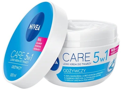 Nivea Care 5v1 výživný ľahký krém na tvár 100 ml