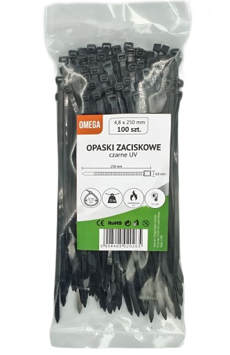 KABELOVÉ VIAZAČKY UV ČIERNA 4,8X250