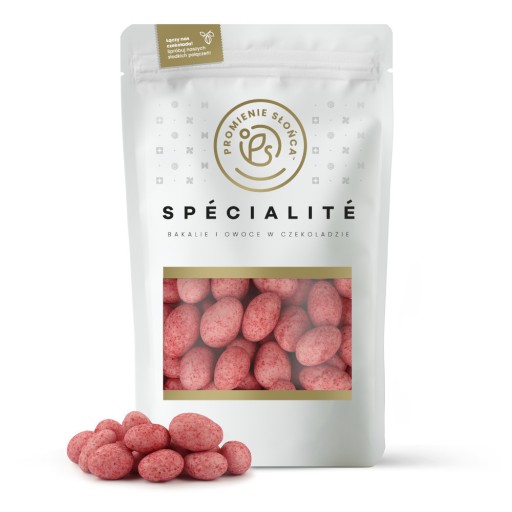 Mandle v bielej čokoláde s MALINAMI 200g