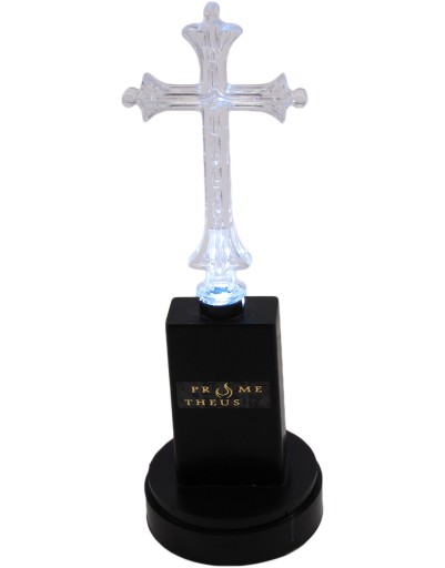 Veľká vložka na sviečky, krížik, LED sviečka, čierna, 18 cm