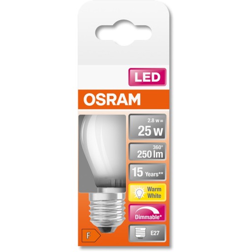 E27 LED žiarovka 2,8W = 25W 2700K STMIETNUTÁ OSRAM