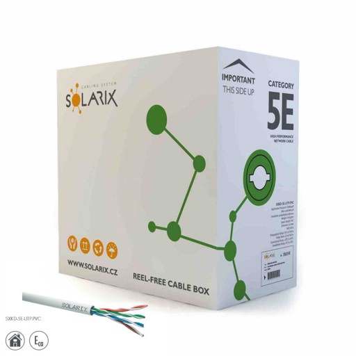 LAN kábel UTP 5e krútený pár Solarix PVC CU Eca 1m