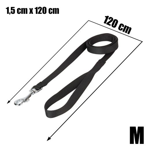 Vodítko pre malého psa TRADITIONAL TAPE 1,5cm x 120cm - ČIERNA