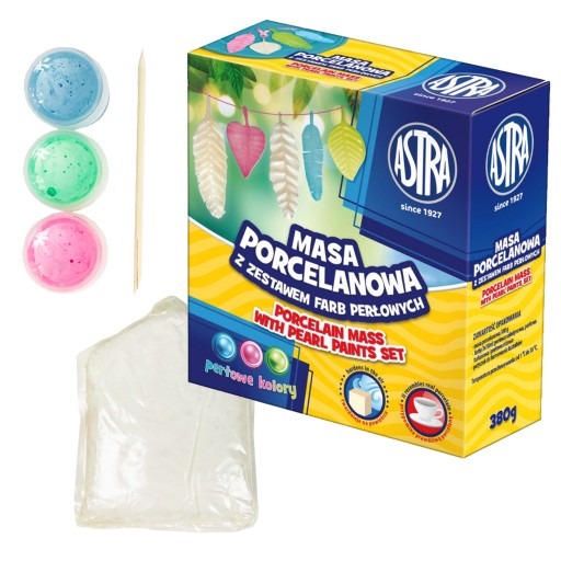 PORCELÁNOVÁ HMOTA 380G + 3 ASTRA PERLOVÉ FARBY