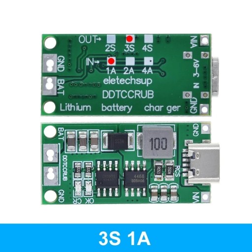 BMS Charger 3S 1A Type-C 11,1V 12,6V Boost LiPo Li-Ion 18650 nabíjačka