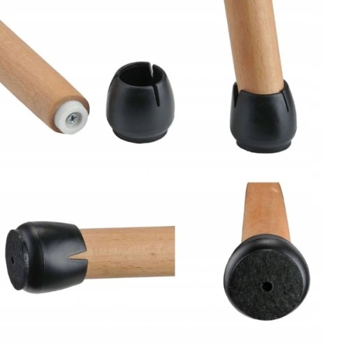 Ochranné poťahy na nohy stoličky zo silikónovej plsti ČIERNA 17-21 mm x4