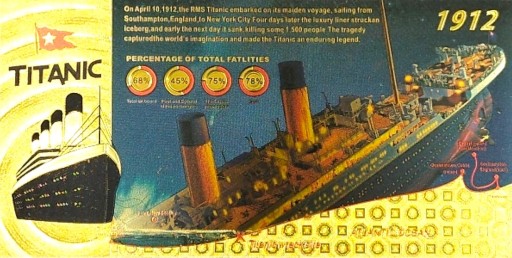 Zberateľský darček s pozlátenými bankovkami TITANIC