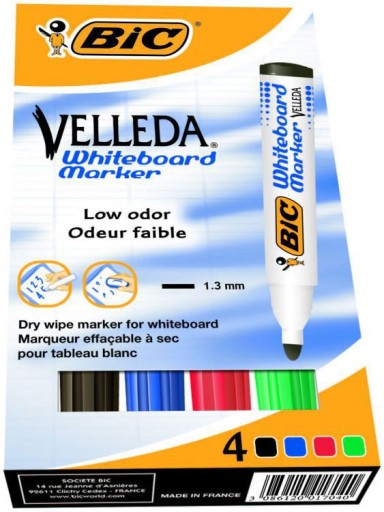 Popisovač Bic Velleda za sucha 4 ks