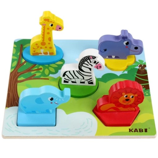 Náučné drevené puzzle safari bloky 0057