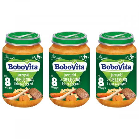 Bobovita Zelenina s teľacím mäsom a knedľou 3x190g