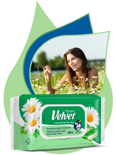 Zamatový vlhčený toaletný papier CHAMOMILE 1 ks