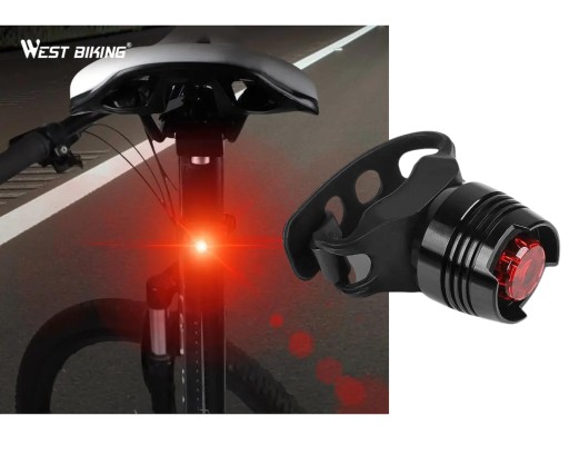 OKRUHÁ LED CYKLISTICKÁ LAMPA WEST BIKING Červené svetlo S BATÉRIOU