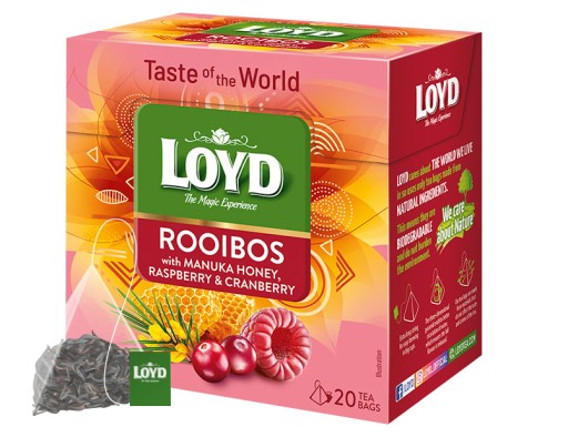 Červený čaj Rooibos Manuka Med Malina Brusnica Fenikel 20 T LOYD