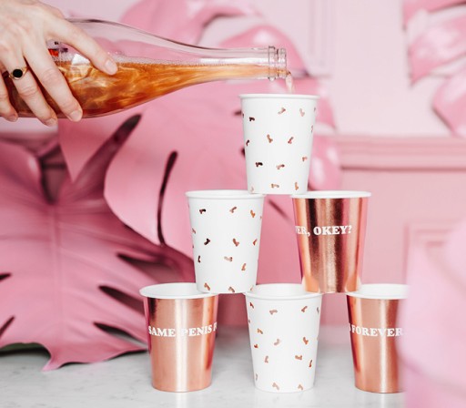 Papierové poháriky Peniski Rose Gold 6 ks