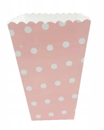 POPCORNOVÉ KRABIČKY RUŽOVÉ BIELY BODKY 6 ks