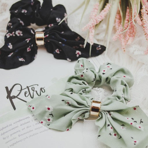 SCRUNCHIES gumička do vlasov, šatka, čierna