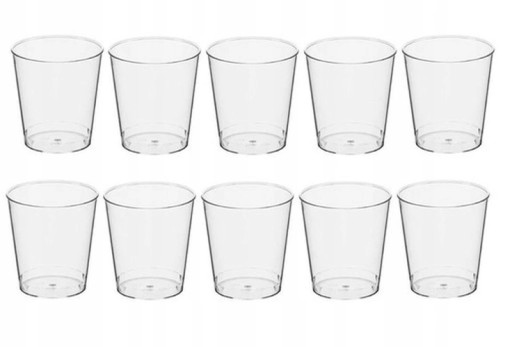 Jednorazové malé, pevné plastové poháre na vodku, sada 40ml x 50