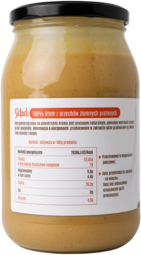 ARAŠIDOVÉ MASLO 900ml ARRAŠIDOVÉ MASLO 100% BEZ SOLI A CUKRU - HLADKÉ