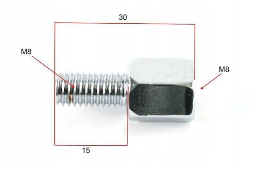 Redukcia TO zrkadlo, vnútorný závit L8 / vonkajší P8 CHROME