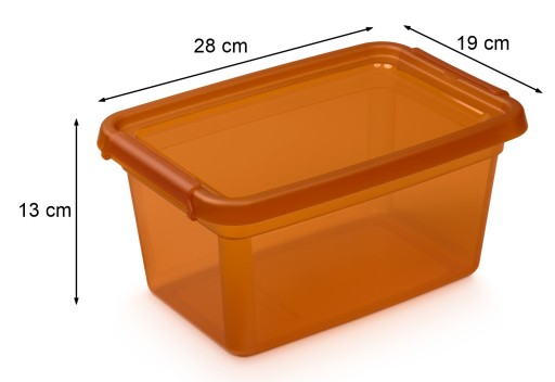 Oranžová plastová nádoba s vrchnákom, 4,5 l