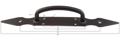 DEKORATÍVNA KĽÚČKA NA DVERE ANTÉNA POĽSKO 320MM ČIERNA