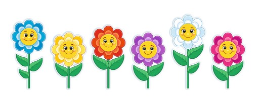 Jarná dekorácia do okien SMILY FLOWERS (obojstranná, 6 ks)