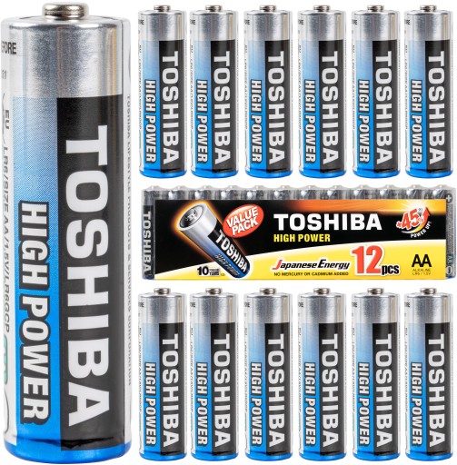 Alkalické batérie AA LR6 12 ks TOSHIBA 1,5V HIGH POWER +45%