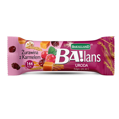 BAKALLAND BA! Brusnicová karamelová tyčinka 38 g