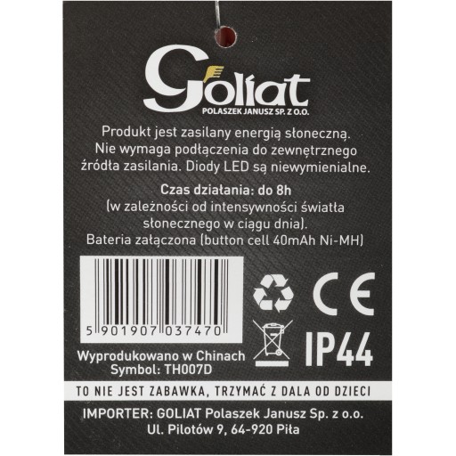 SOLÁRNY STĹP, LED solárna lampa, terasa, balkón