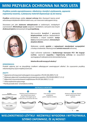 MINI OCHRANNÁ ŠTÍTOVÁ MASKA NOSOVÁ ÚSTNA MASKA