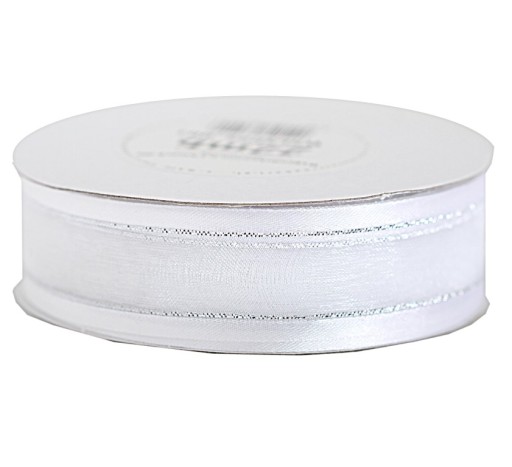 Šifónová stuha so SILVER/GOLD lemom 25mmx22mb