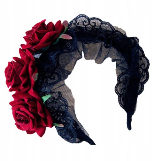 ČELENKA HALLOWEEN ROSE GOTH ČERVENÝ KARNEVAL strašidelný kostým