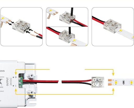 Konektor pre COB SMD LED pásik, 8mm, páskový, obojstranne priskrutkovaný