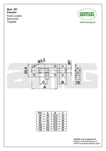 Závora západky Závora Lakovaná mosadz Zlatá 150 x 25 mm Model 391