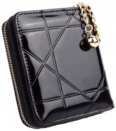 BLACK Prešívaná Dámska kožená peňaženka, PURSE, malá, Lakovaná