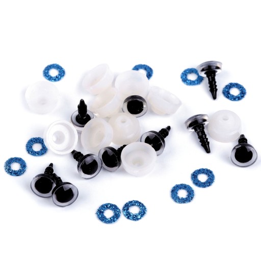 GLITTER BLUE MASKOT EYES 10 mm