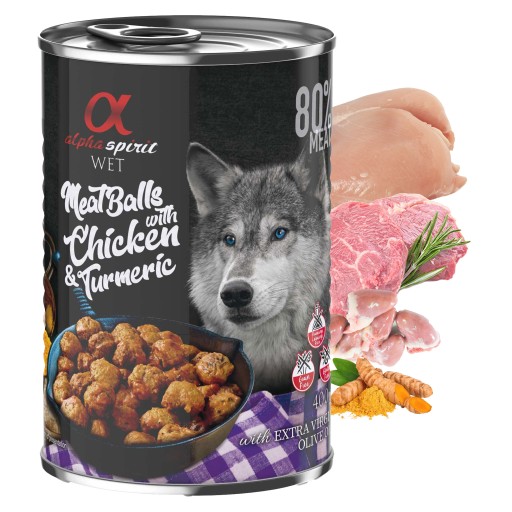 ALPHA SPIRIT Mokré krmivo pre psov Fašírky kuracie 400g