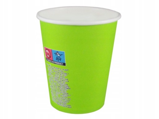 Jednorazové papierové poháre na kávu, zelený čaj kiwi, 250 ml, 50 kusov