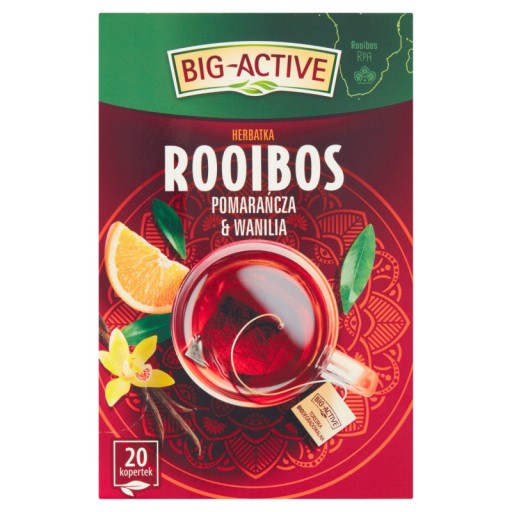 VEĽKÝ AKTÍVNY čaj ROOIBOS express ČAJ POMARANČ 20 OBÁLOK