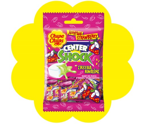 Chupa Chups Center Shock Jahodová guma 36g