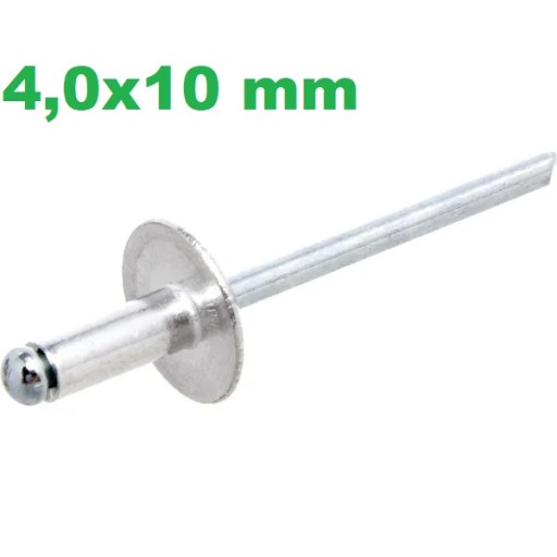 Alu trhací nit s veľkou hlavou 4,0x10mm / 50 kusov