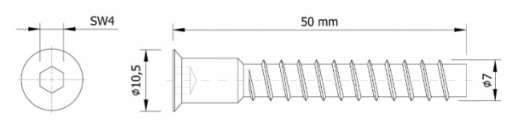 20x nábytková skrutka Confirmat 7 x 50 mm