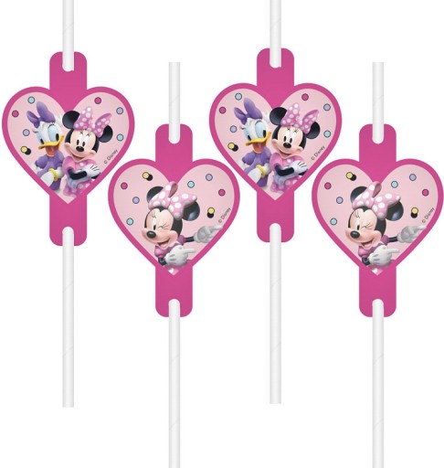 Papierové slamky MINNIE MOUSE Daisy narodeninové tuby narodeniny PARTY 4 ks