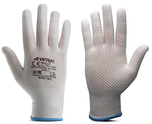 OCHRANNÉ PRACOVNÉ RUKAVICE BIELE BODKY PVC XL-10