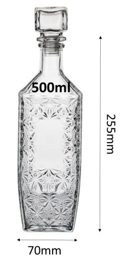 BARSKÁ KARAFA 0,5L S KORKOM NA WHISKY, VÍNO, LIKÉR, VODA, ŠŤÁVA, DARČEK 500ml