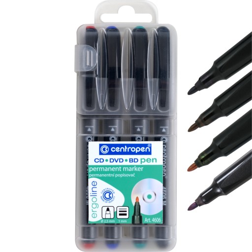 Popisovač na CD DVD BD Centropen 1mm, 4 farby