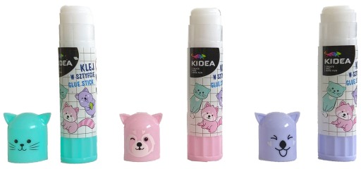 3 kusy SILNÉ ŠKOLSKÉ LEPIDLO TYČINKY 15g KIDEA ANMALS FÓRKY